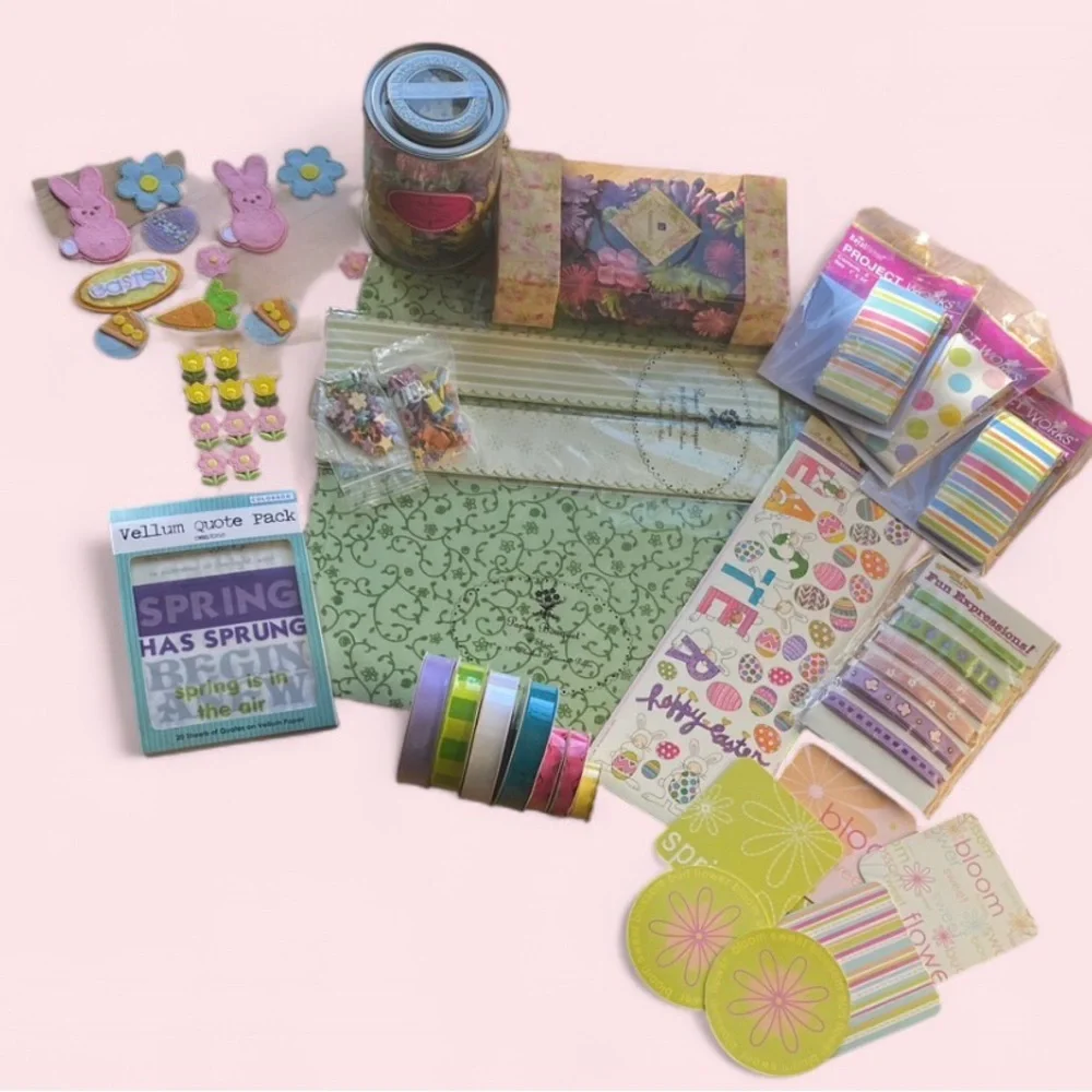 Easter Junk Journal Kit Spring Scrapbook Bundle Floral Vellum Sticker Set
